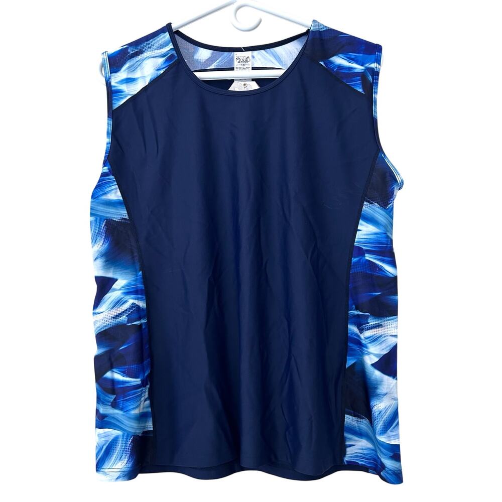 New Modli sleeveless swim top tank tankini swimsuit top vacation beach blue 1X - Picture 2 of 13